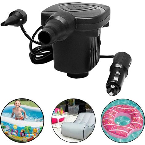 Bomba de aire eléctrica portátil de 12 V CC para colchones de aire, barcos y coches – 80 W (negra)