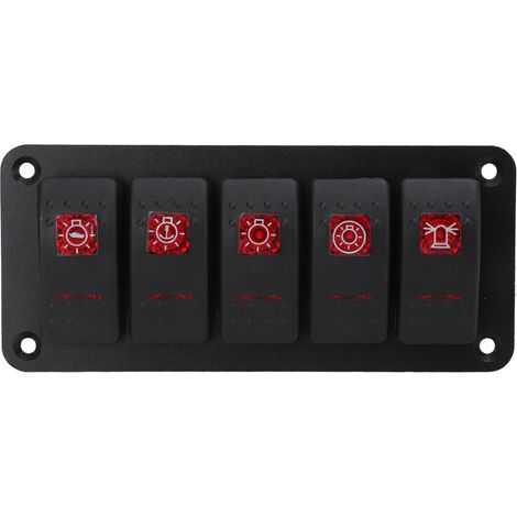 Interrupteur à bascule étanche à 5 positions avec LED, adapté aux navires et aux camping-cars, avec autocollant, 12 V/24 V CC (1/5)