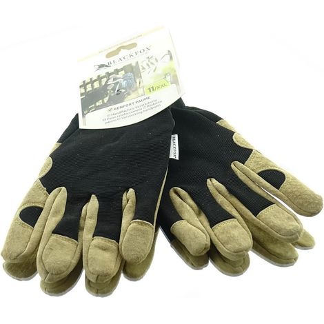 BLACKFOX® Garten - Handschuhe Handflächen-Verstärkung Schwarz & Braun Größe 11/XXL (1/3)