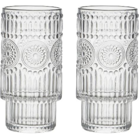 Ensemble de 2 verres, tasse café rétro, design relief, sans BPA, usage fête et quotidien (1/5)