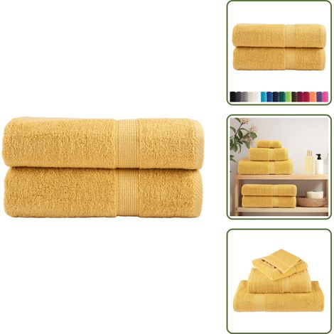 The Living Store Premium Handtücher SOLUND 2 Stk. Gold 50x100 cm 600 g/m² - Baumwolle (1/5)