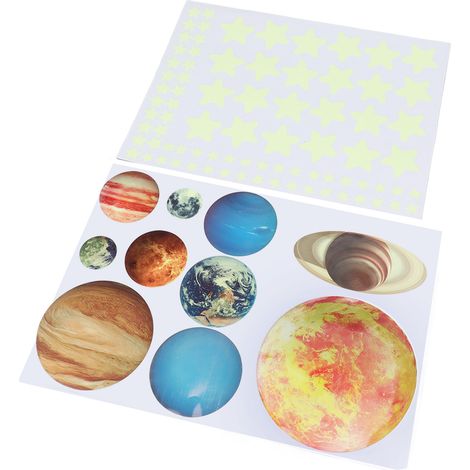 Stickers muraux planètes lumineuses, 10 planètes, stickers muraux planètes et étoiles lumineuses pour enfants sur le thème de l'apprentissage. (1/5)