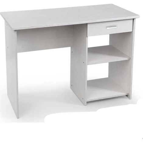 Scrivania Atena legno bianca con cassetto e ripiani 108x 48x75 cm