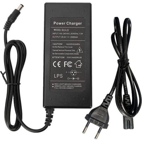 Chargeur Scooter - 29.4 V 2000 mA - Entrée 100-240 V - Prise UE - DC2.5 - Noir - 13.5 x 5.5 x 3 cm - 1 Pièce (1/4)