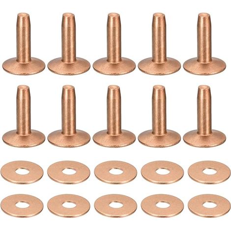 10 Set Copper Rivets and Burrs 12x4x14mm Copper Tone (1/5)