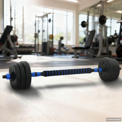 vidaXL Set Manubri e Bilanciere 2-in-1 20 kg Nero e Blu