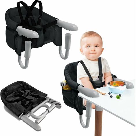 Siège von Table Baby schwarz Rehausseur Chaise hoch Kind klappbar mit Poignée Antidérapante & Ceinture von Sicherheit & Sacs von Rangement Chaise hoch Kind für Table von 2-8cm D ' Épaisseur