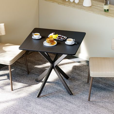 Tavolo da pranzo quadrato - 80x80x75 cm - Design industriale nero opaco con gambe a X - Struttura in metallo stabile - Nero (1/5)