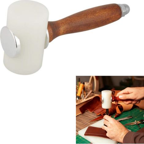 Marteau à sculpter en cuir, manche en bois, pour DIY gaufrage, club de couture, outils pour cuir de vache - tête en T (1/5)
