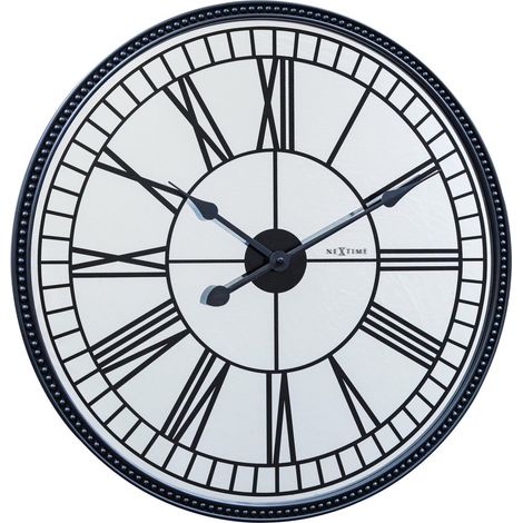 Horloge Murale Miroir Silencieuse avec Chiffres Romains Cadran en Verre Noir 56 cm - PANGIVO (1/5)