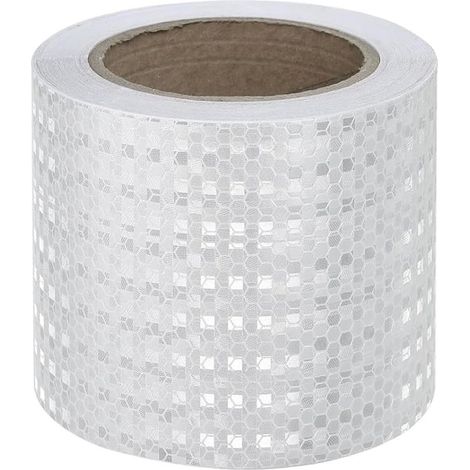 Nastro Riflettente Bianco, 10 cm x 10 m, Strisce di Avvertimento di Sicurezza Riflettenti, Adesivi Autoadesivi per Auto, Camion, Moto, Barca, Bicicletta, Rimorchio (1/5)