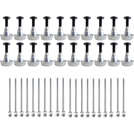 Lot de 20 supports de rail réglable 30/60 mm – Fixation rapide pour isolation ossature bois – 20 vis bois Ø5,0x80 tête fraisée TX – Sixbox (1/5)