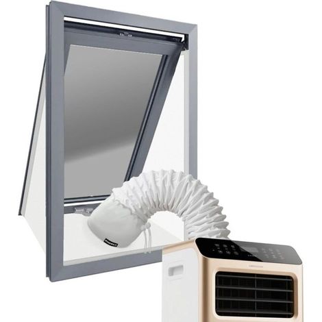 Burlete para ventana de aire acondicionado, kit universal portátil para ventanas, 190 cm, con cremallera y cierres adhesivos -Crezuo