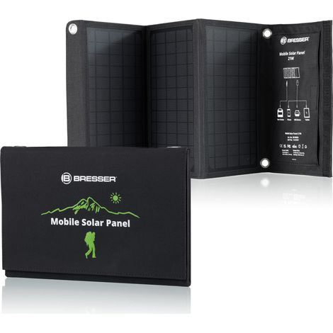 Bresser cargador solar portátil 21 W plegable con USB A y salida DC