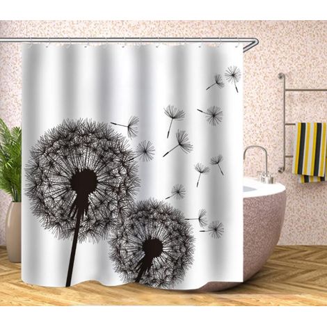 Rideau de douche anti-moisissure, rideau de douche original, lavable en machine et imperméable, 180180DandelionWhite (1/4)