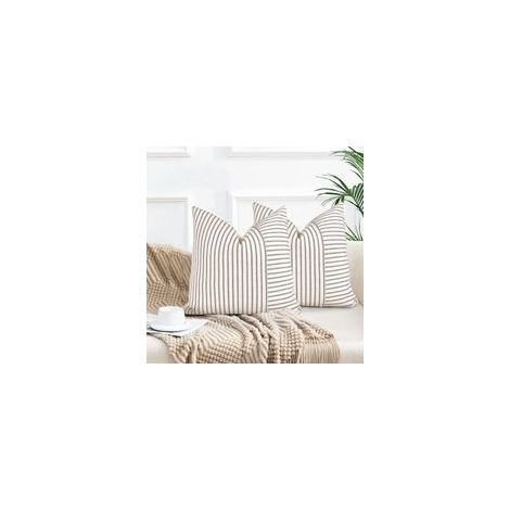 Housses de coussin déco bohème en coton – Lot de 2, 40 x 40 cm, gris, pour canapé, salon ou chambre (1/5)