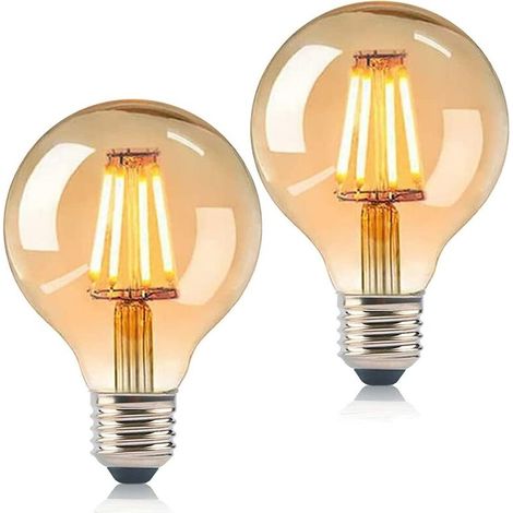 Vintage LED Bulb E27, Edison Retro LED Bulb 6W Edison Vintage G80 Decorative Light Bulb Warm White Ideal for Home Lighting Cafe Decoration [Energy Class A+] (1/5)