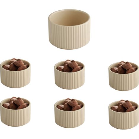 19027 Bol THE GRID porcelaine Ø 9 cm 200 ml couleur sable empilable lot de 6 (1/5)