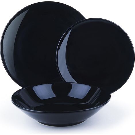 Excelsa Fashion Servizio Piatti 18 Pezzi, Ceramica, Nero