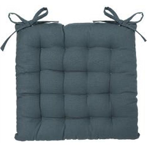 Lot de 4 galettes de chaise en coton coloris orage, 38 x 38 cm -PEGANE-