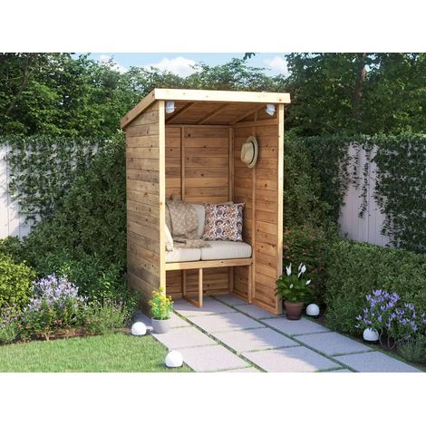 Dunster House Garden Arbour With Pent Roof, W1.2m x D1.2m / W4' x D4' , Pressure Treated, Apocallipo (1/5)