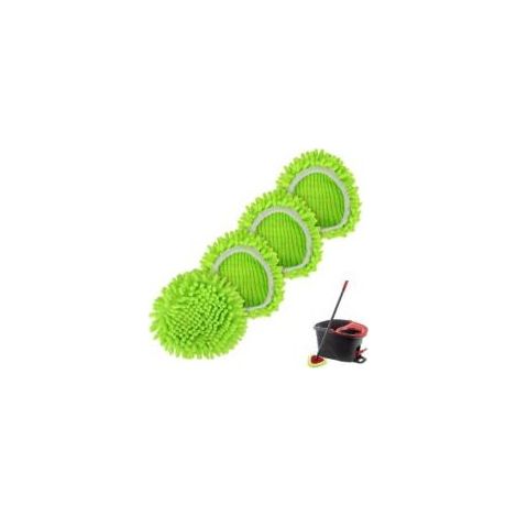 Tête de rechange pour balai rotatif Ocedar EasyWring : système à 1 réservoir, recharges de tête de balai en microfibre pour O Cedar, tête de balai pivotante triangulaire en chenille réutilisable (lot (1/4)