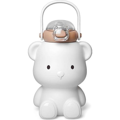 Gourde ours, 473 ml (16 oz), mignonne et kawaii, en acier inoxydable, anti-fuite, avec paille et dragonne. Cadeau idéal pour les enfants. (1/5)