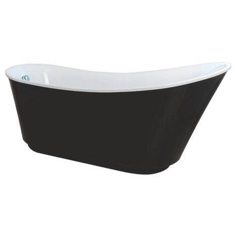 ONDEE ZEN - Baignoire LALIE - Baignoire îlot 180x80cm - Acryl. renforcé 3mm - Noir/Blanc (1/4)
