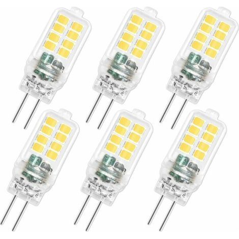 Ampoule LED G4 12V 3W, Non Dimmable, 16SMD 300LM Blanc Froid 6000K, Équivalent 25W G4 Ampoule Halogène, Ampoule G4 LED pour Lustre, Éclairage Paysager, Lumière d'armoire, Chambre, Lot de 6 (1/5)