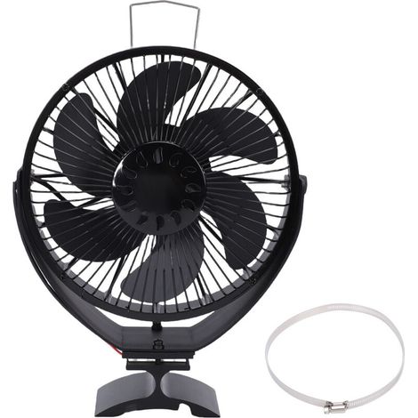 Ventilador para estufa de leña, chimenea eléctrica con cubierta protectora, soporte de pared independiente de aleación de aluminio, ajuste manual de ángulo de 360 grados - Crezuo