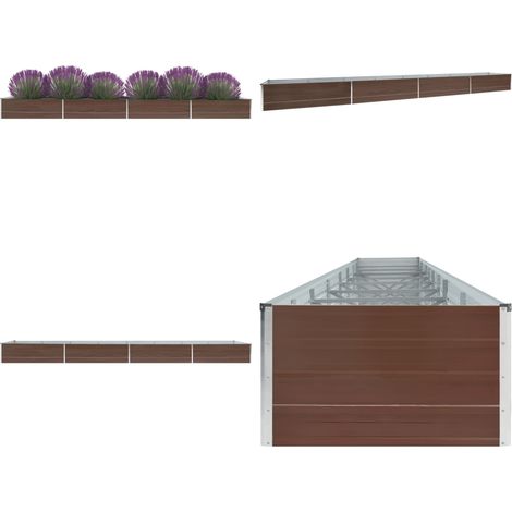 Garten-Hochbeet Verzinkter Stahl 600x80x45 cm Braun - Hochbeet - Gartenhochbeet - Stahlteil - Pflanzenbehälter - Balkonbepflanzung - Home & Living (1/5)