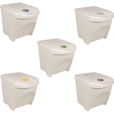 Maison Exclusive - Contenitori Impilabili per Rifiuti 3pz Bianco 75L Polipropilene (1/5)