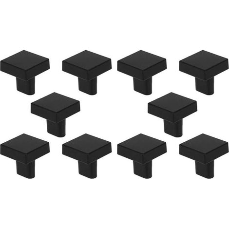 Poignées de porte, poignées d'armoire carrées, poignées de meubles pour armoires, armoires, tiroirs, 10 pièces (noir) (1/5)
