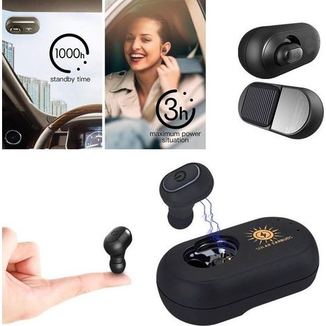 Trade Shop - BLUETOOTH-KOPFHÖRER MIT SOLAR-LADEBASIS FÜR DAS AUTO-SOLARPANEL - (1/4)