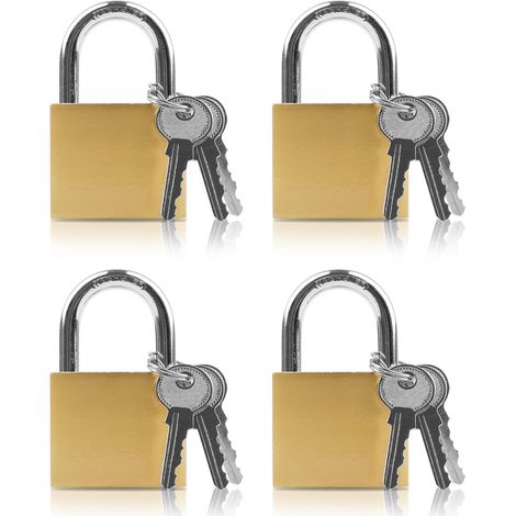 Lot de 4 Cadenas Petits Cadenas avec Clés(Clés communes), Cadenas de Valise Mini Cadenas de Sécurité Idéal pour sacs de voyage, Armoires, Casiers de Gym-32mm (1/5)