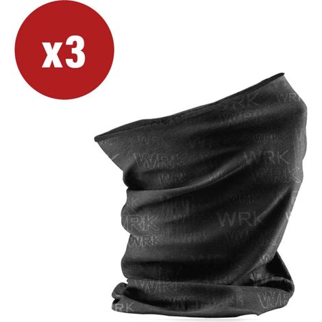 3 pezzi scaldacollo traspirante "wrk105" in fibra dryarn colore nero, tg unica (1/2)