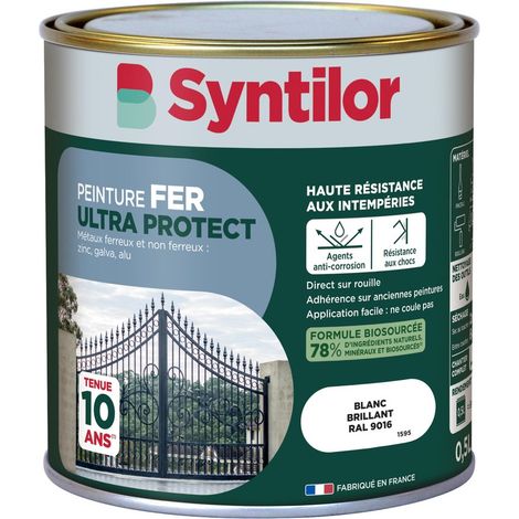 Vernice per esterni SYNTILOR Ultra Protect per ferro, bianco lucido, 0,5 l SYNTILOR (1/5)