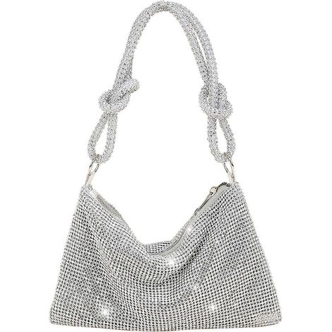 Strassbesetzte Abendtasche, Strass-Handtasche - Silber