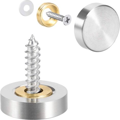 Cache Vis Miroir Décoratif Capuchons Couverture Clous Brossé Acier Inox 18mm 8Pcs (1/5)