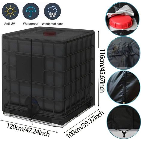 UV-beständige 210D IBC-Tankabdeckung/Wasserbehälter (1000 l) mit Kordelzug und Reißverschluss (1/5)