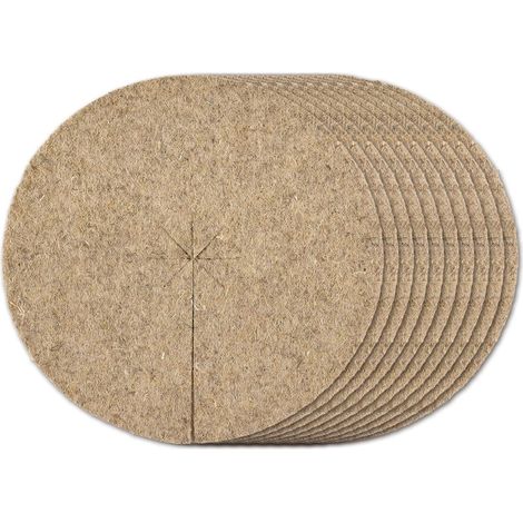Lot 10 Disques paillage, Chanvre 600g/m², Fente centrale, Protection racines, Jardin potager (1/3)