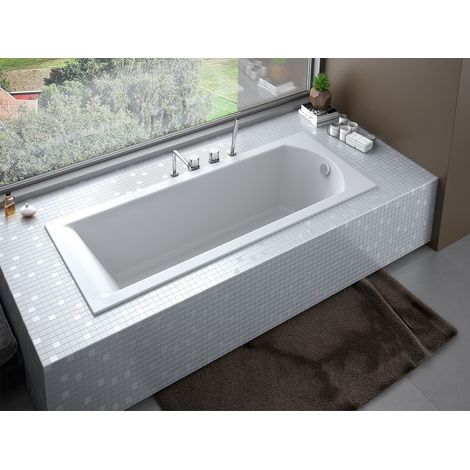 Baignoire rectangulaire blanche à encastrer SHEA SLIM 150 x 70 (1/3)