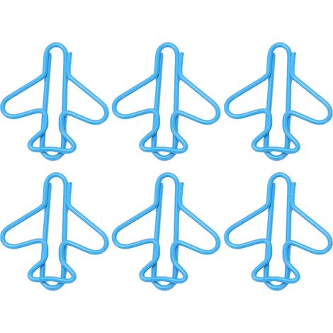 Lot de 100 trombones mignons en forme d'avion, recouverts de fil métallique, de couleur vive et fantaisie, pour scrapbooking, cartes et loisirs créatifs (bleu). (1/5)