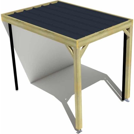 Carport bois • 2m x 3m • adossée • sens largeur • livraison comprise (1/3)