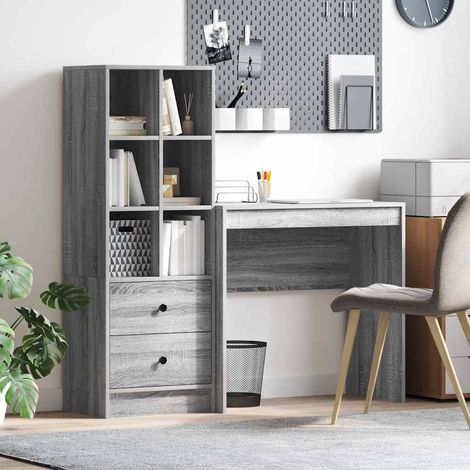 vidaXL Desk Grey Sonoma 125.5 x 40 x 127 cm 2 pcs