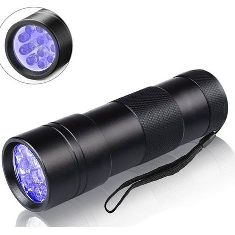 Lampe torche Violet 395 à 12 LED, lampe ultraviolette UV pour la détection d'agents fluorescents (1 unité, noire) - AquaForge (1/5)