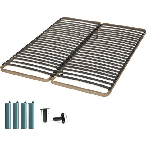 Sommier à lattes + pieds 2x90x200 C224 - 48 lattes bois - Fabrication française (1/5)