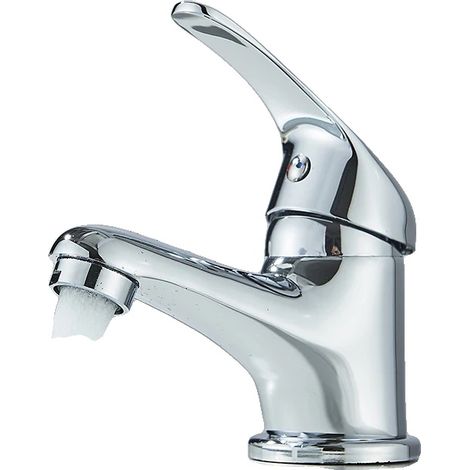 Robinet de lavabo, monté sur le plan de travail, à poignée unique, Chrome (1/2)