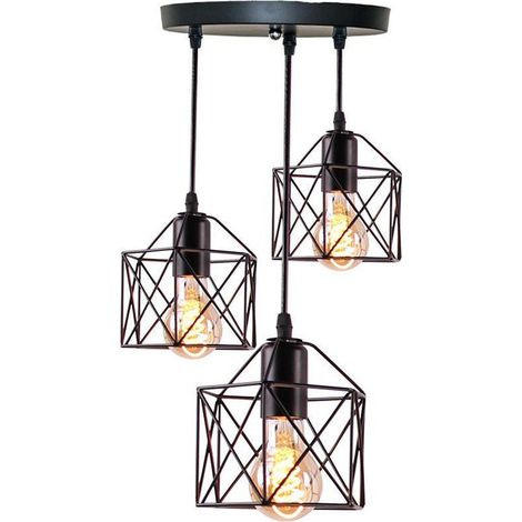 Homestyle Pro MK019-B Lampes suspendues industrielles Noir/Métal (1/3)