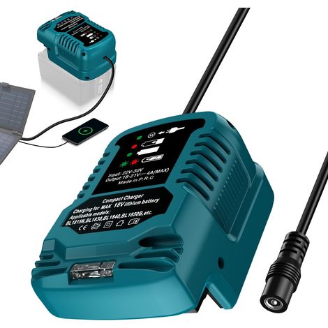 Chargeur solaire compatible avec batterie 18 V LXT - Entrée 22 V-30 V - Sortie 21 V 4 A - Chargeur portable pour panneau solaire, chargeur de secours extérieur (panneau solaire non inclus) (1/5)